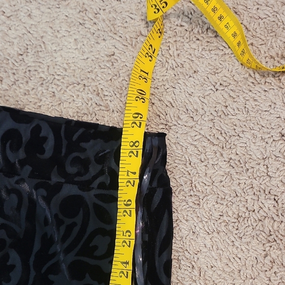 Vintage Y2K Burnout Velvet Midi Skirt Size L Black Witchy Whimsigoth Vamp 90s - Picture 10 of 12